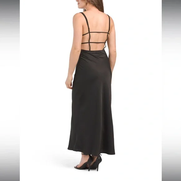 House of Harlow 1960 Crinkle Satin Dress with Back Detail Sz M - Picture 2 of 6